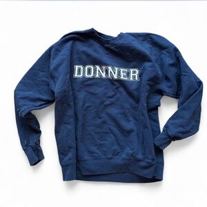 Men’s Navy blue varsity style Donner crewneck sweatshirt sweatshirt #crewneck